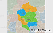 Political 3D Map of Bam, lighten, semi-desaturated