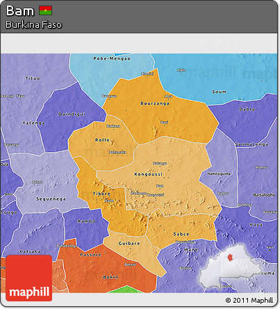 Political Shades 3D Map of Bam