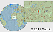 Savanna Style Location Map of Bam, hill shading