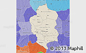 Shaded Relief Map of Bam, political shades outside