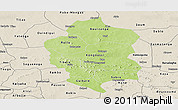 Physical Panoramic Map of Bam, shaded relief outside