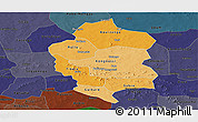 Political Shades Panoramic Map of Bam, darken