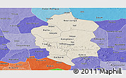 Shaded Relief Panoramic Map of Bam, political shades outside