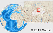 Shaded Relief Location Map of Sabce, highlighted country, within the entire country