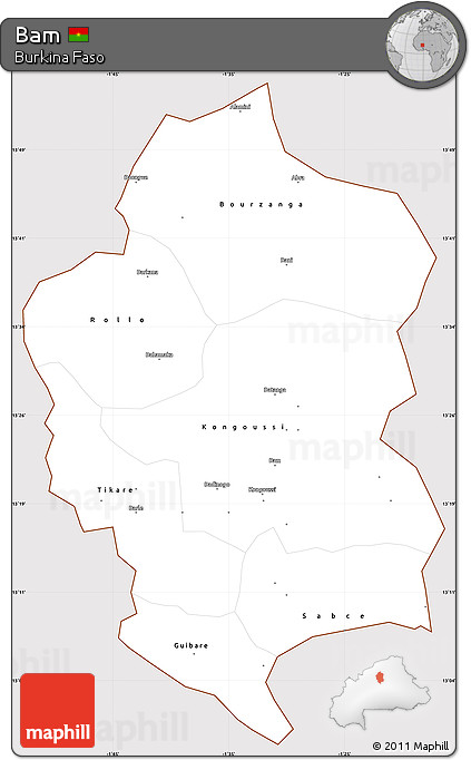 Classic Style Simple Map of Bam, cropped outside