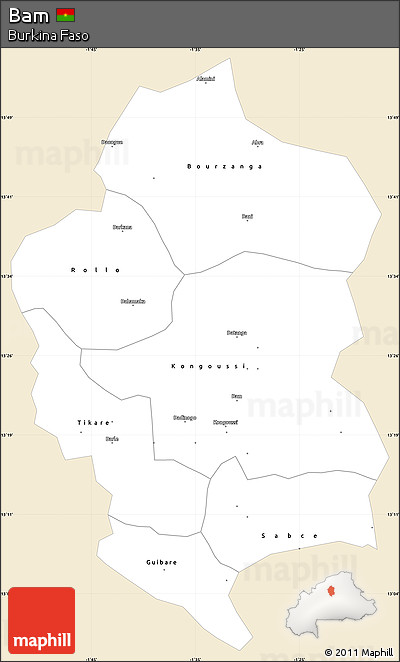 Classic Style Simple Map of Bam, single color outside