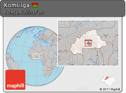 Gray Location Map of Komsilga, highlighted country, highlighted parent region