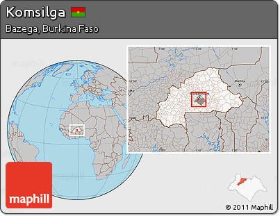Gray Location Map of Komsilga, highlighted country, highlighted parent region