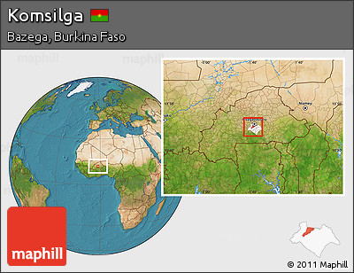 Satellite Location Map of Komsilga, highlighted parent region
