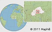 Savanna Style Location Map of Komsilga, highlighted country, highlighted parent region, within the entire country