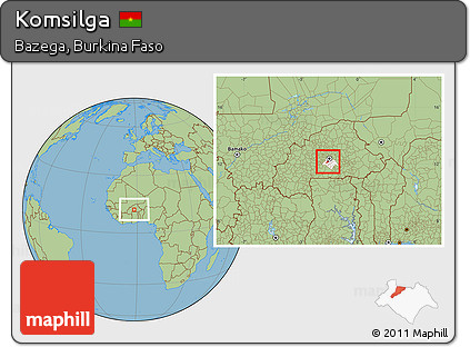 Savanna Style Location Map of Komsilga, highlighted parent region, within the entire country