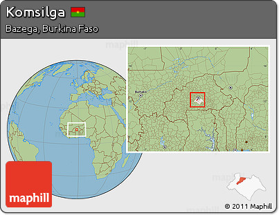 Savanna Style Location Map of Komsilga, highlighted parent region, within the entire country