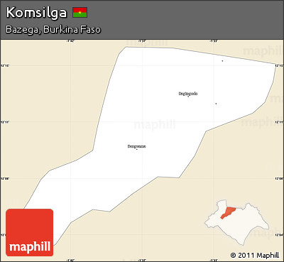 Classic Style Simple Map of Komsilga, single color outside