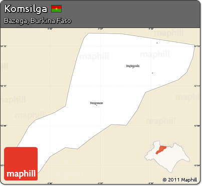 Classic Style Simple Map of Komsilga, single color outside