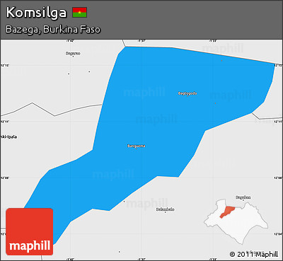 Political Simple Map of Komsilga, single color outside, borders and labels