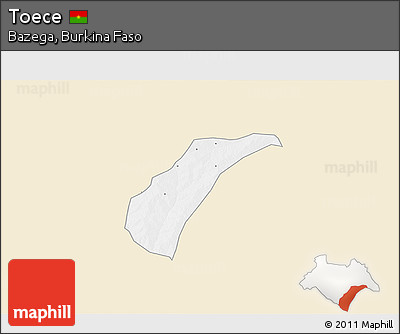 Classic Style 3D Map of Toece, single color outside