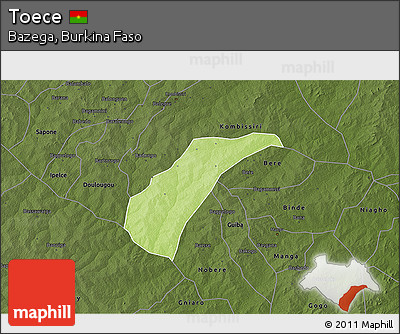 Physical 3D Map of Toece, darken