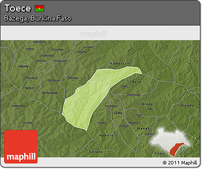 Physical 3D Map of Toece, darken