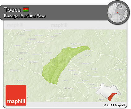 Physical 3D Map of Toece, lighten