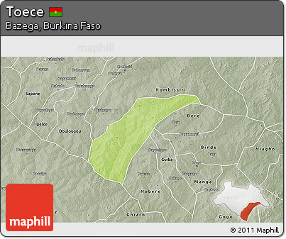 Physical 3D Map of Toece, semi-desaturated