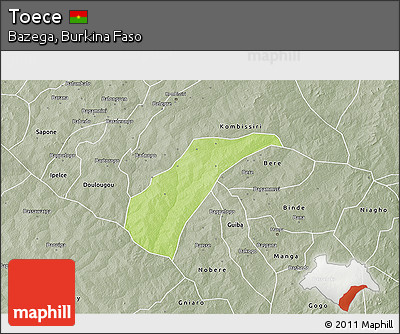 Physical 3D Map of Toece, semi-desaturated