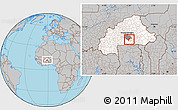 Gray Location Map of Toece, highlighted country, highlighted parent region