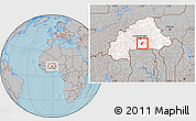 Gray Location Map of Toece, highlighted country, hill shading