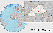 Gray Location Map of Toece, highlighted country