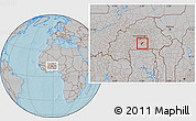 Gray Location Map of Toece, hill shading