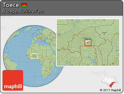 Savanna Style Location Map of Toece, highlighted parent region