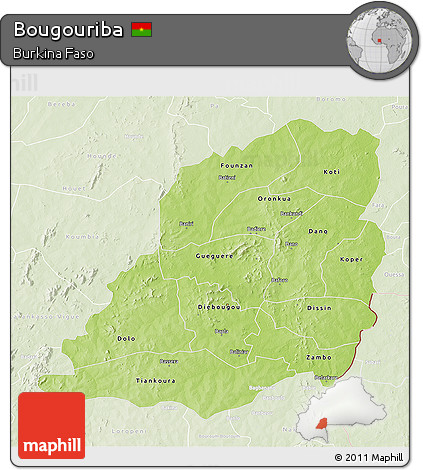 Physical 3D Map of Bougouriba, lighten