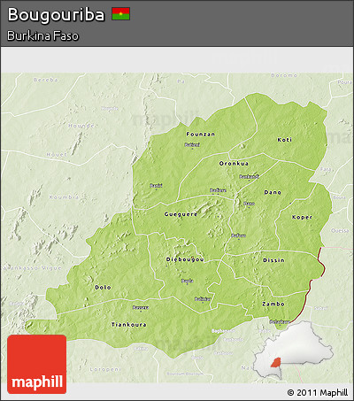 Physical 3D Map of Bougouriba, lighten