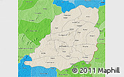 Shaded Relief 3D Map of Bougouriba, political shades outside