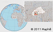 Gray Location Map of Dano, highlighted country, highlighted parent region, within the entire country