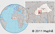 Gray Location Map of Dano, highlighted country, highlighted parent region