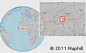 Gray Location Map of Dano, highlighted parent region, hill shading