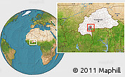 Satellite Location Map of Dano, highlighted country, highlighted parent region