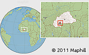 Savanna Style Location Map of Dano, highlighted country, highlighted parent region, within the entire country