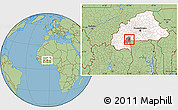 Savanna Style Location Map of Dano, highlighted country, highlighted parent region