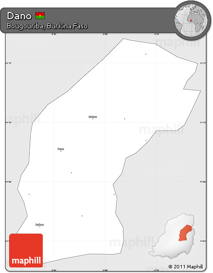 Silver Style Simple Map of Dano, single color outside