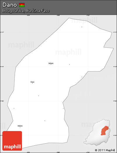 Silver Style Simple Map of Dano, single color outside