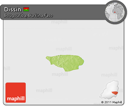 Physical 3D Map of Dissin, single color outside