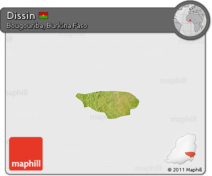 Satellite 3D Map of Dissin, single color outside