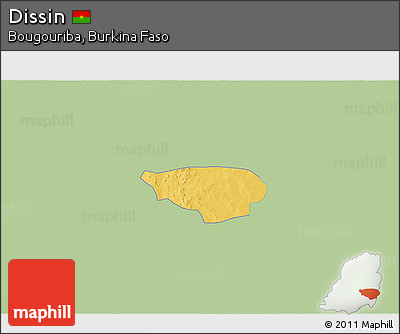 Savanna Style 3D Map of Dissin, single color outside
