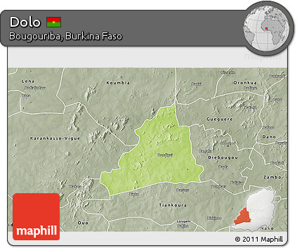 Physical 3D Map of Dolo, semi-desaturated