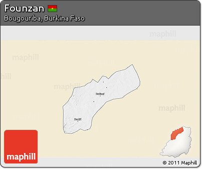 Classic Style 3D Map of Founzan, single color outside