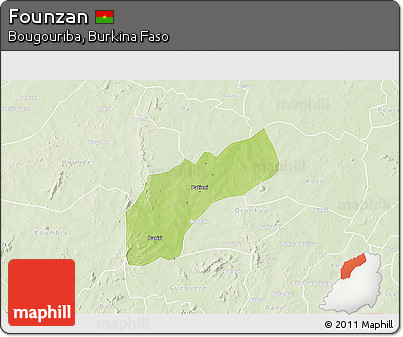 Physical 3D Map of Founzan, lighten