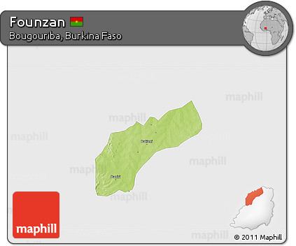 Physical 3D Map of Founzan, single color outside