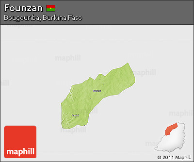 Physical 3D Map of Founzan, single color outside