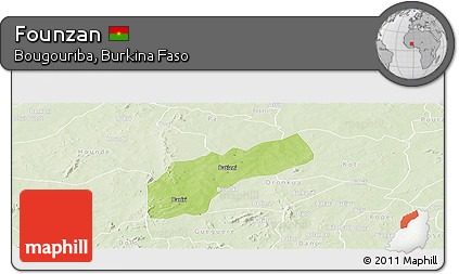 Physical Panoramic Map of Founzan, lighten